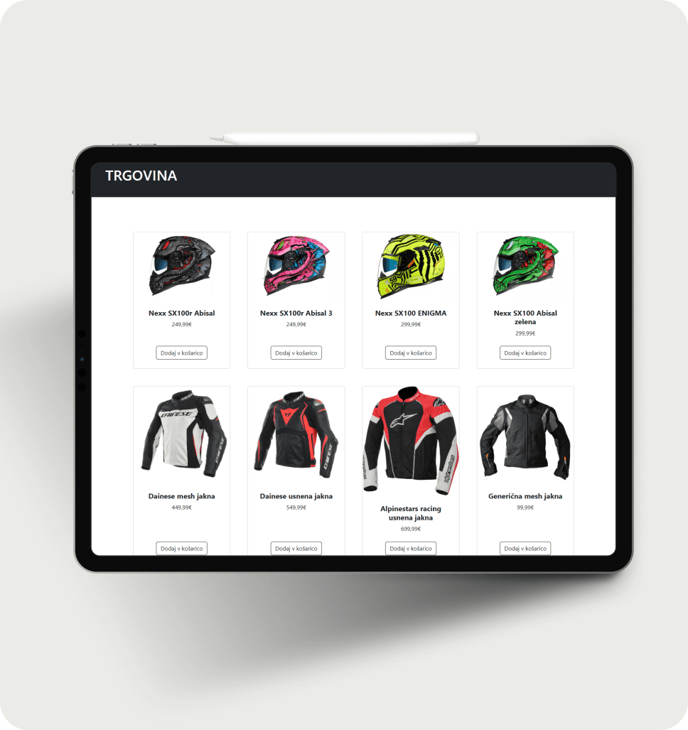 Web trgovina Moto Shop - e-commerce rješenje s responsive dizajnom